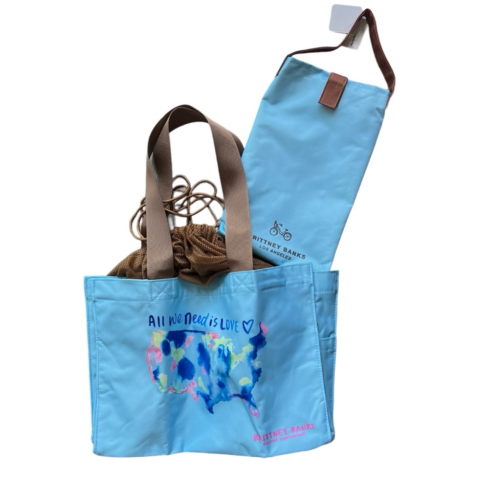 NEW Large Weekender Beach Tote with Wine Bottle bag Made in Los Angeles Travel